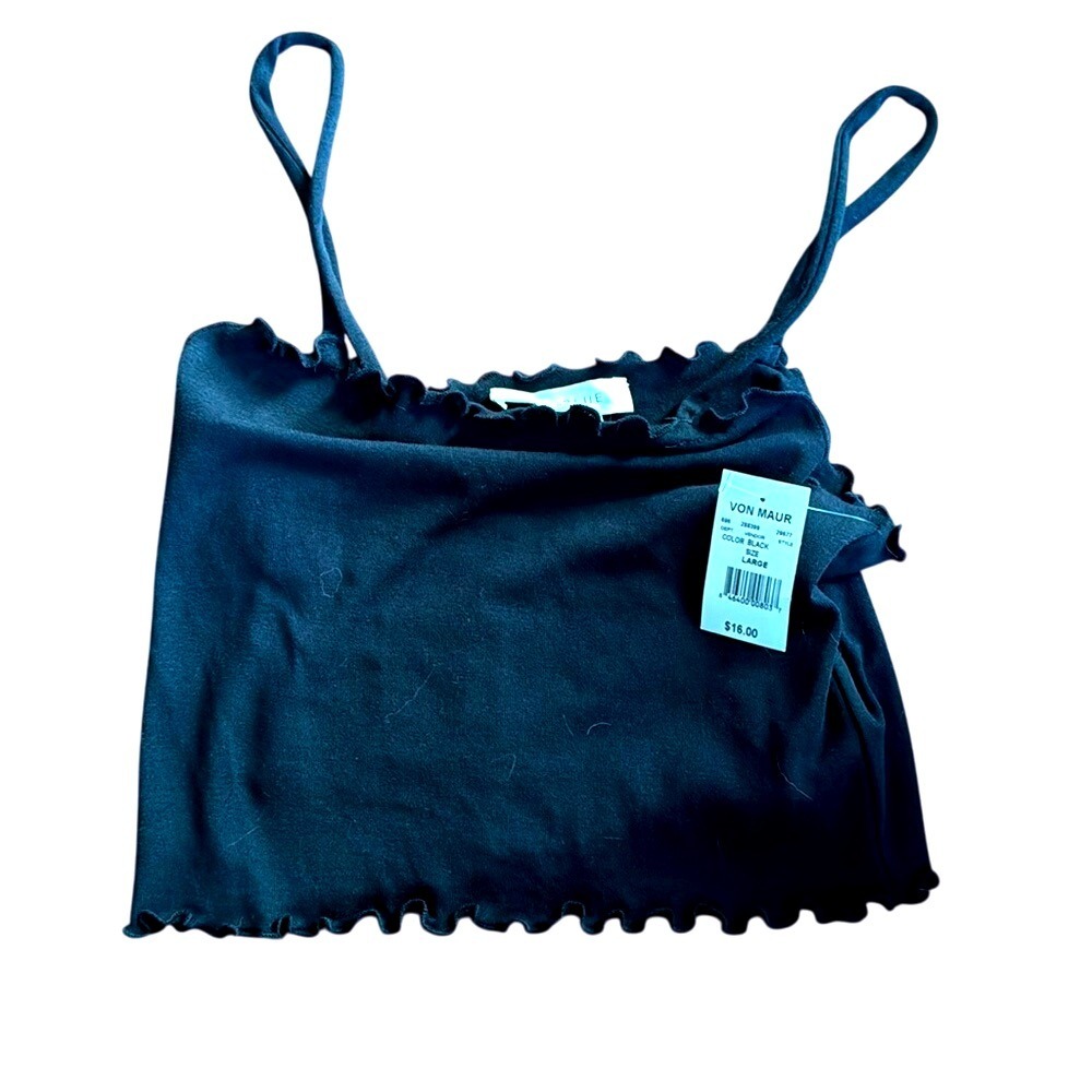 NWT Lime Blue‎ black crop top, large.
